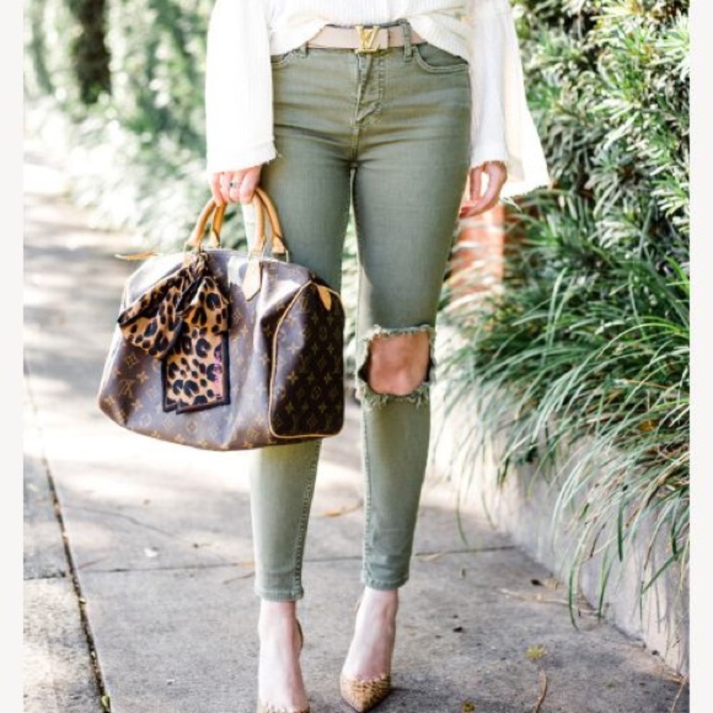 Free People High Rise Busted Knee Green Skinny Jeans *NWT*☀️